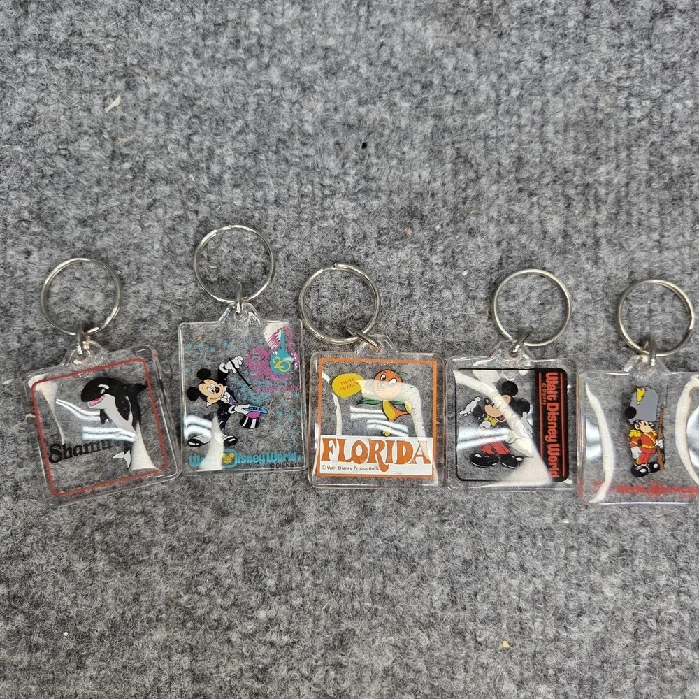 5‎ Vintage RARE Walt Disney World Florida Orange Bird Mickey Keychain Souvenir